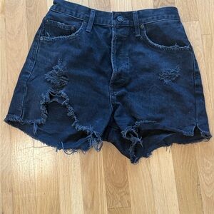 Agolde Black Denim Jeans size 27 distressed shorts high waisted